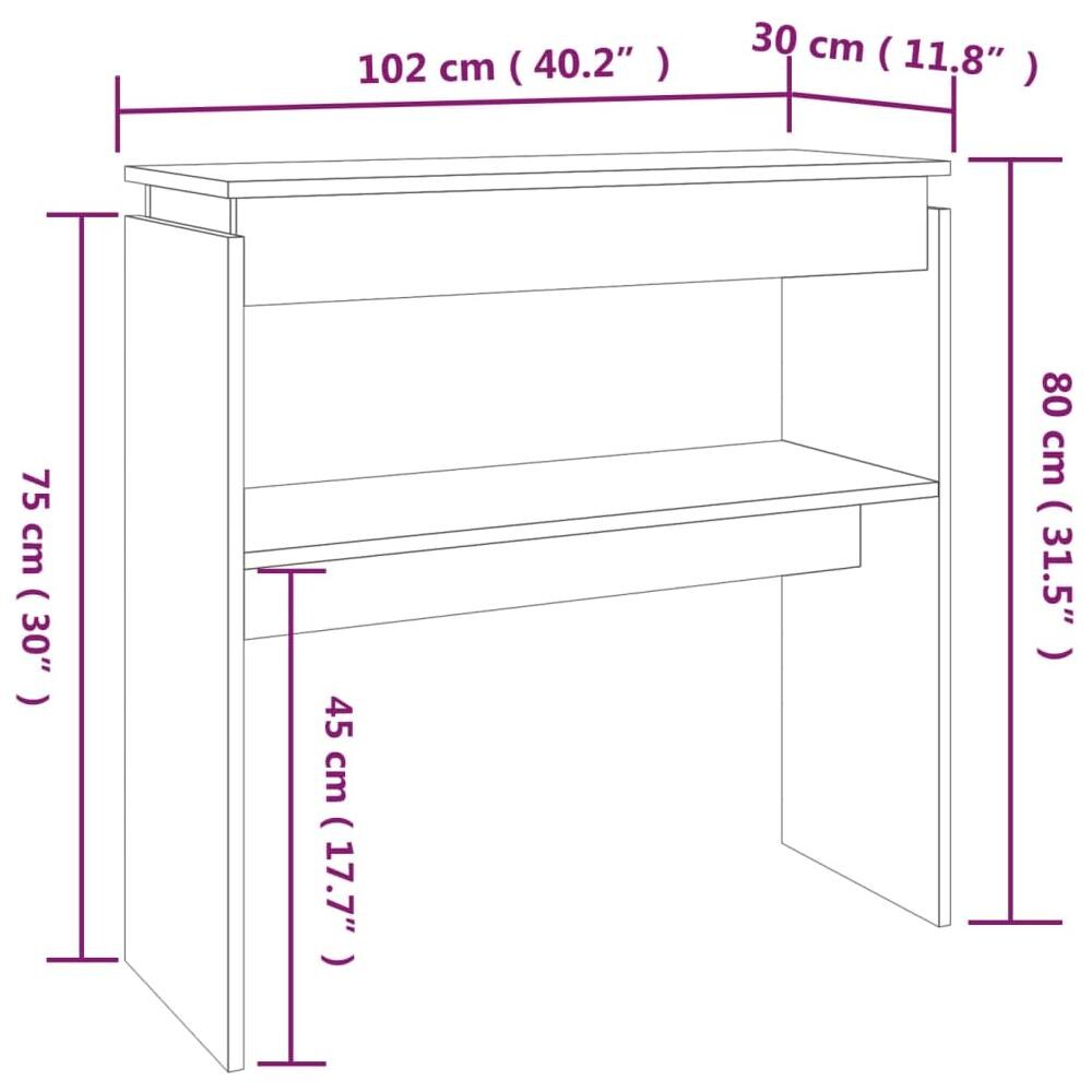 Tavolino Consolle Rovere Fumo 102x30x80 Cm In Legno Multistrato - Foto 2