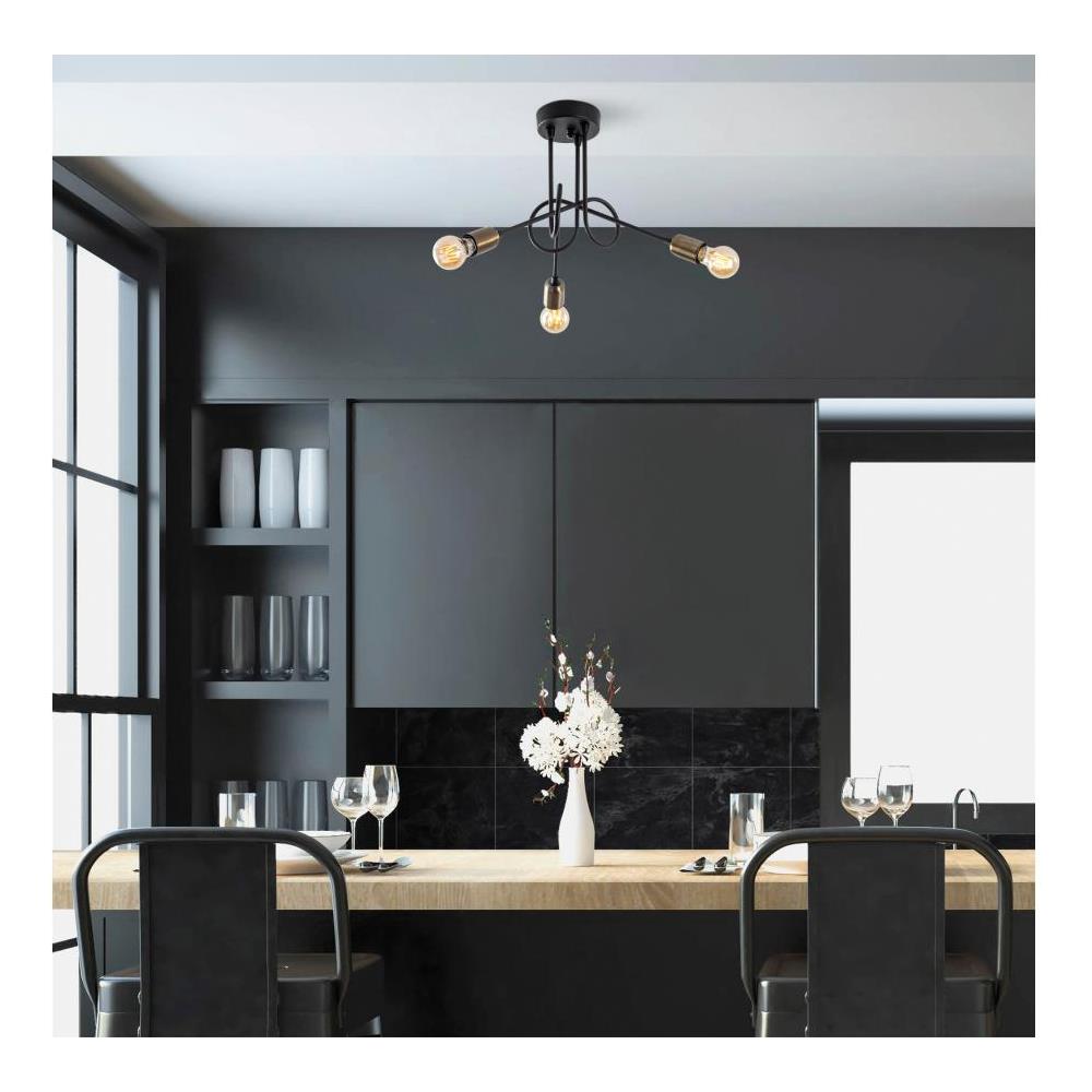 Lampadario L. 46 X H. 32 Cm In Metallo Nero Di Design - Hannah - Foto 1
