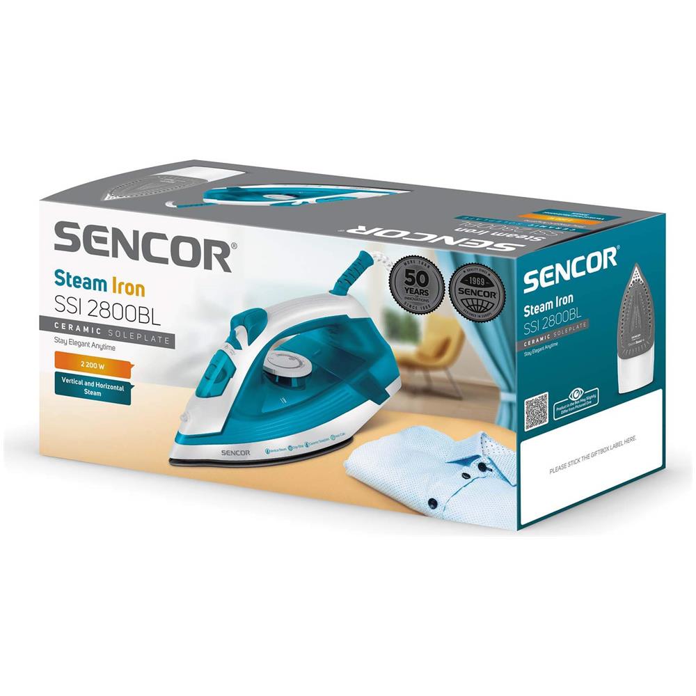 Ssi2800bl Ferro Da Stiro A Vapore 2000w Serbatoio 220 Ml Piastra In Ceramica Blu - Foto 14