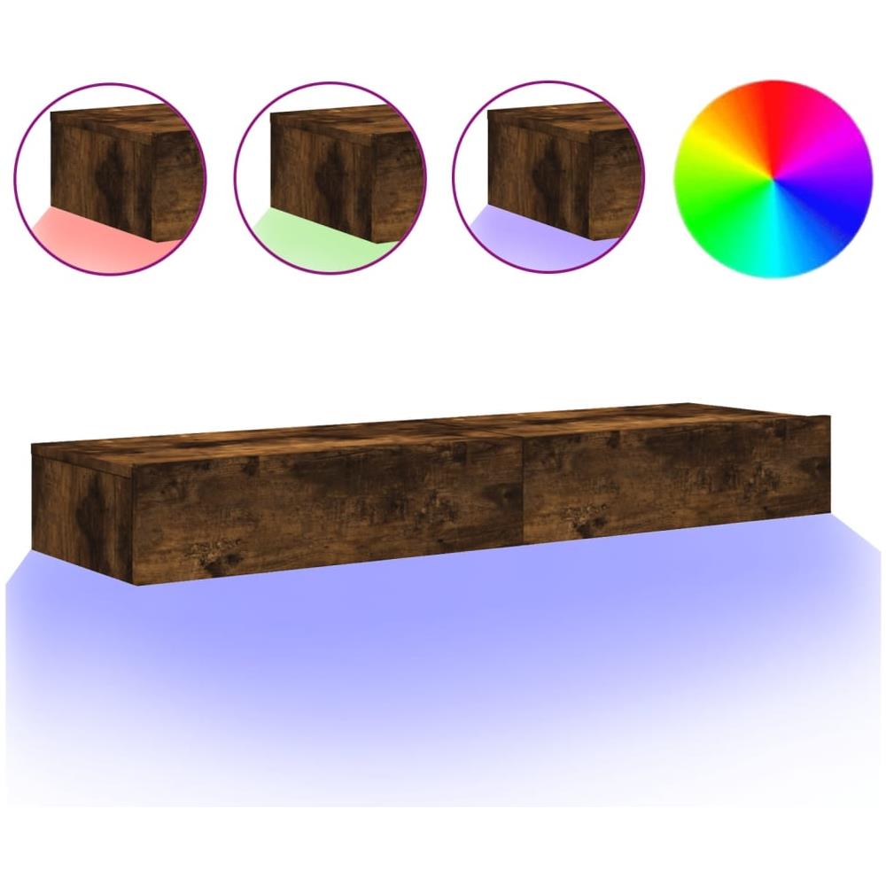 Mobili Porta Tv Con Luci Led 2 Pz Rovere Fumo 60x35x15,5 Cm - Foto 2