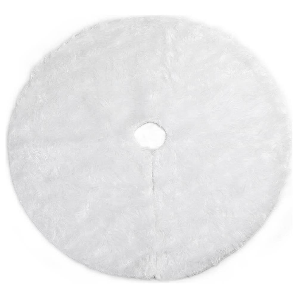 Tappeto Gonna Copertura Base Albero di Natale 90cm Peluche Bianco Effetto Neve - Foto 4