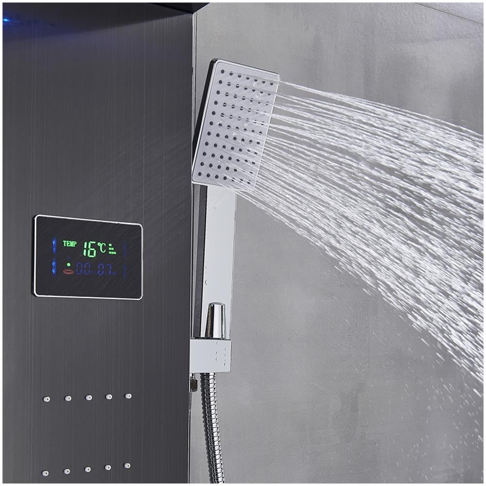 Pannello doccia, Blackswan, tipo M8012, modello nero con bocca a cascata, display digitale, LED e funzioni SPA, dimensioni 113 cm - Foto 4