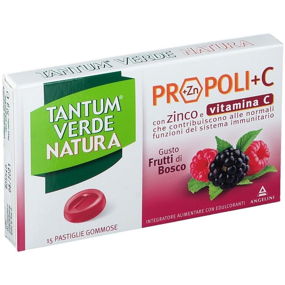 Tantum Verde Natura Propoli+C con Zinco e Vitamina C 15 Pastiglie Gommose Gusto Frutti di Bosco - Foto 1