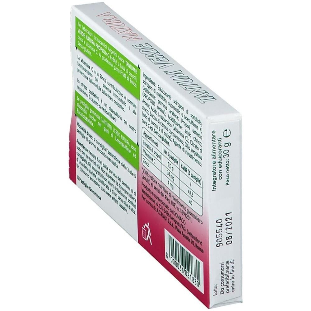 Tantum Verde Natura Propoli+C con Zinco e Vitamina C 15 Pastiglie Gommose Gusto Frutti di Bosco - Foto 2
