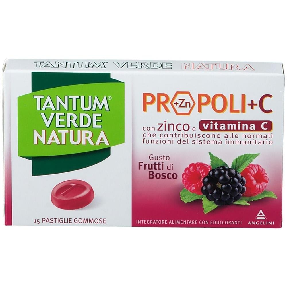 Tantum Verde Natura Propoli+C con Zinco e Vitamina C 15 Pastiglie Gommose Gusto Frutti di Bosco - Foto 5