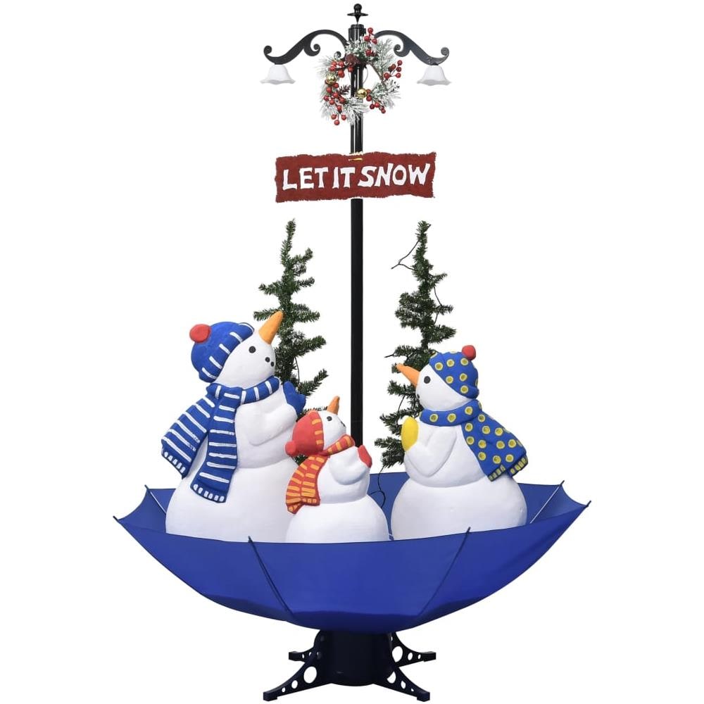 Albero Di Natale Con Nevicata E Base Ad Ombrello Blu 170 Cm Pvc - Foto 2
