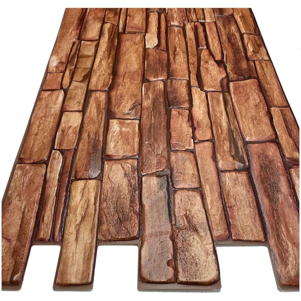 Pannelli 3d Rivestimento A Parete In Pvc Effetto Lastre Di Pietra Rosse Realistici E Isolanti. - Foto 2