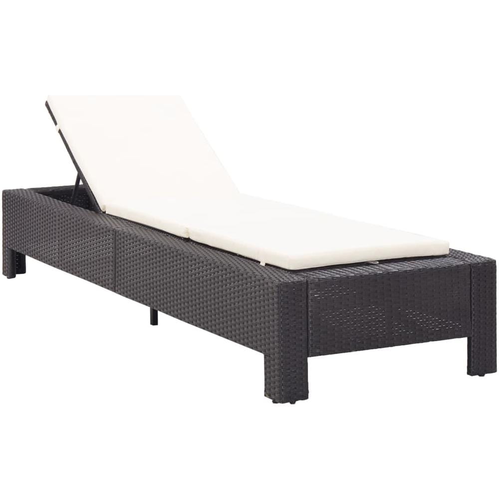 Lettino Prendisole con Cuscino in Polyrattan Grigio - Foto 1