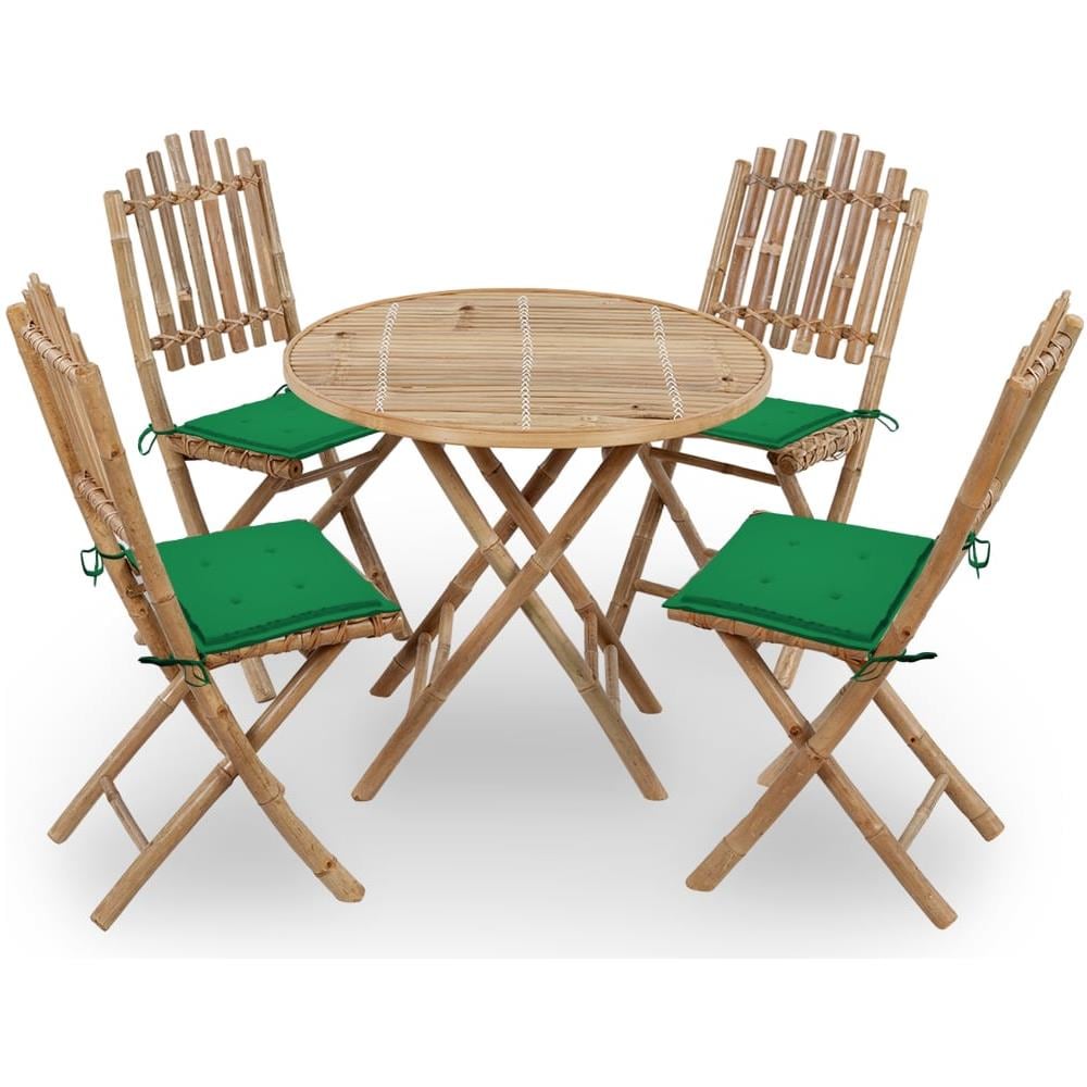 Set Da Pranzo Da Giardino 5 Pz Pieghevole Con Cuscini In Bamb? - Foto 1