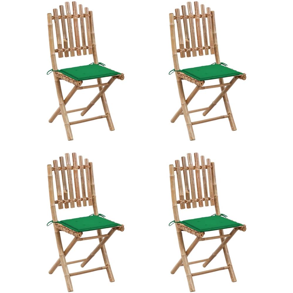 Set Da Pranzo Da Giardino 5 Pz Pieghevole Con Cuscini In Bamb? - Foto 2