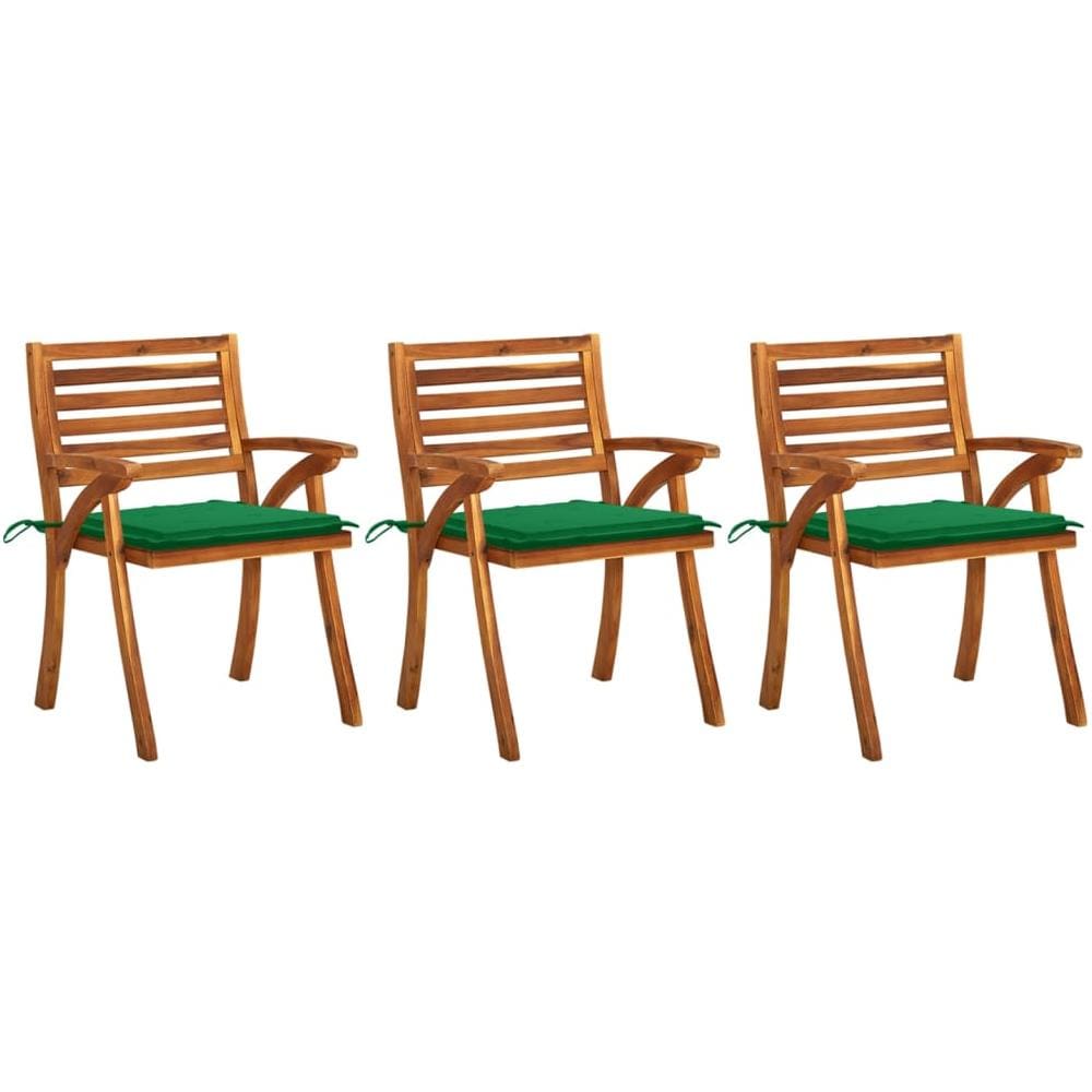 Sedie da Pranzo da Giardino con Cuscini 3 pz Massello di Acacia - Foto 1