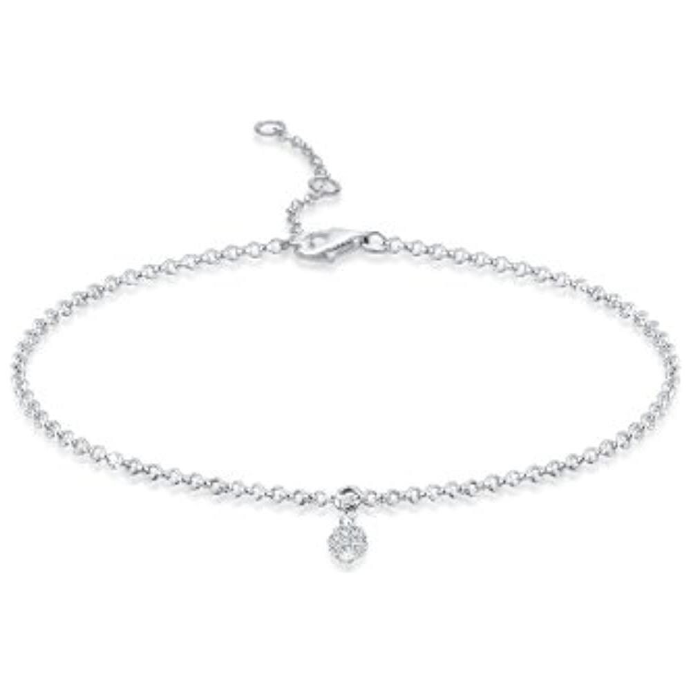 Bracciale Braccialetto Con Sfera, Da Donna, Con Cristalli, In Argento Sterling 925 (2)  - Foto 1