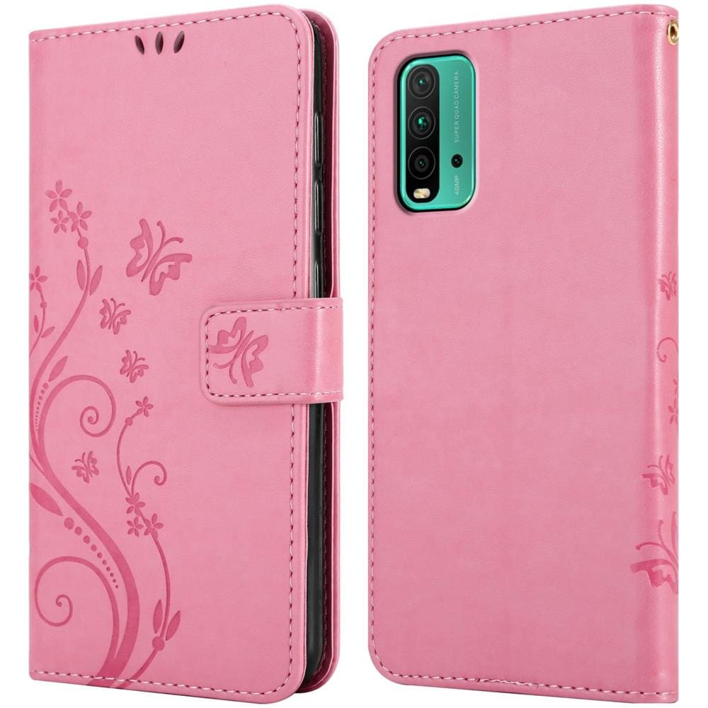 Custodia Compatibile Con Xiaomi Redmi 9t / Poco M3 In Rosa Fiore - Coperchio Protettivo In Design Floreale Con Chiusura Magnetica, Funzione Stand E Slot Per Carte - Foto 8