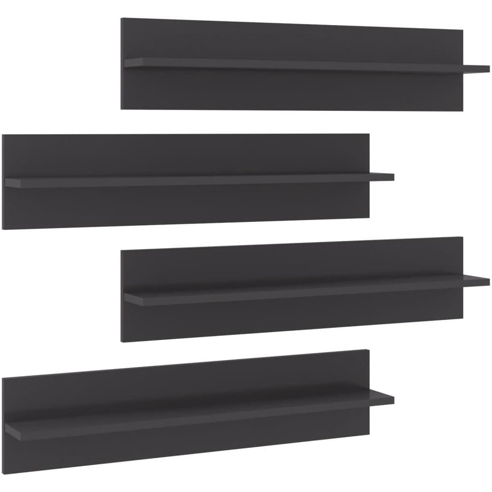 Mensole Parete 4pz Grigio Lucido 80x11,5x18cm Legno Multistrato - Foto 2