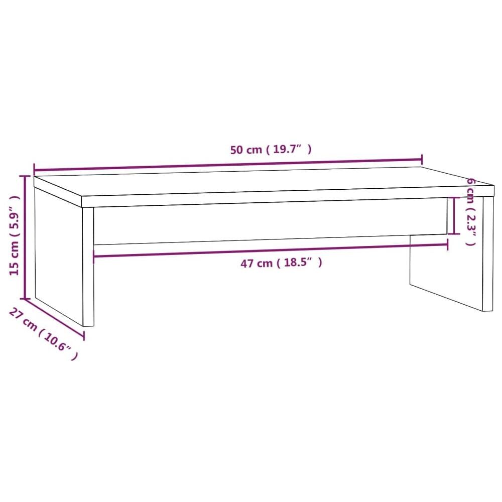 Supporto Per Monitor 50x27x15 Cm In Legno Massello Di Pino - Foto 2