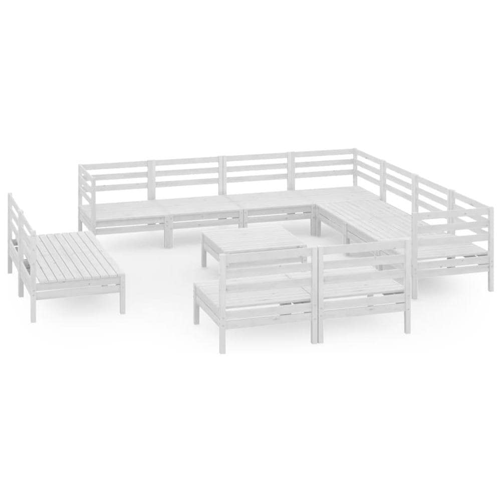 Set Divani Da Giardino 12 Pz In Legno Massello Di Pino Bianco - Foto 1