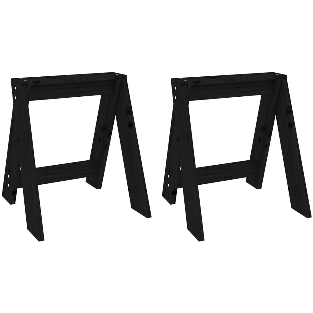 Sgabelli 2 Pz Nero 40x40x45 Cm In Legno Massello Di Pino - Foto 2