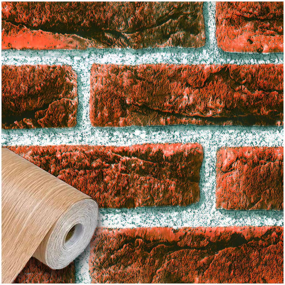 Rotolo 45cm X 15mt Di Pellicola Adesiva Effetto Mattoni Rossi 3d Hd Per Mura E Mobili - Foto 1