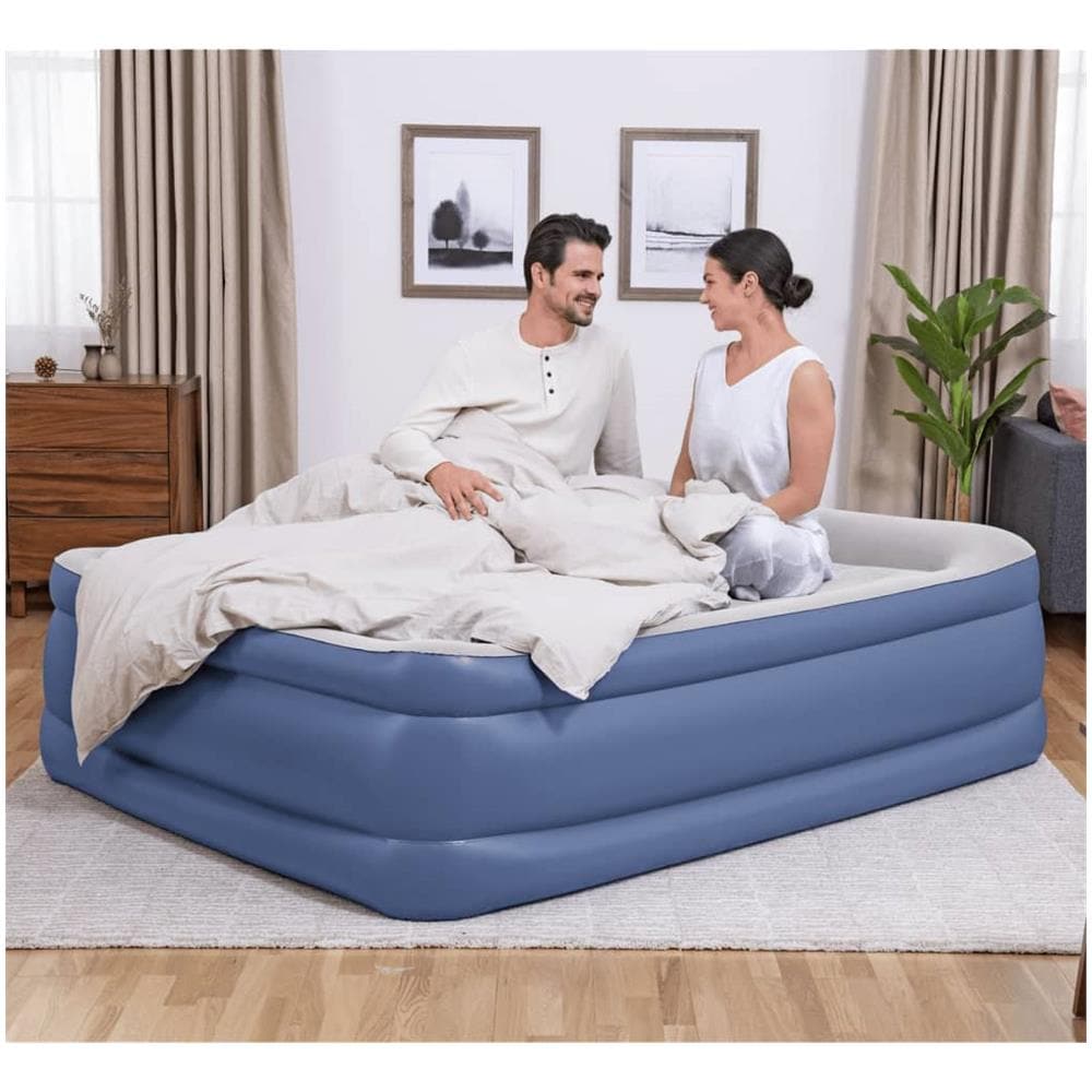 Materasso Ad Aria Tritech 2 Persone 203x152x56 Cm Blu E Grigio - Foto 1