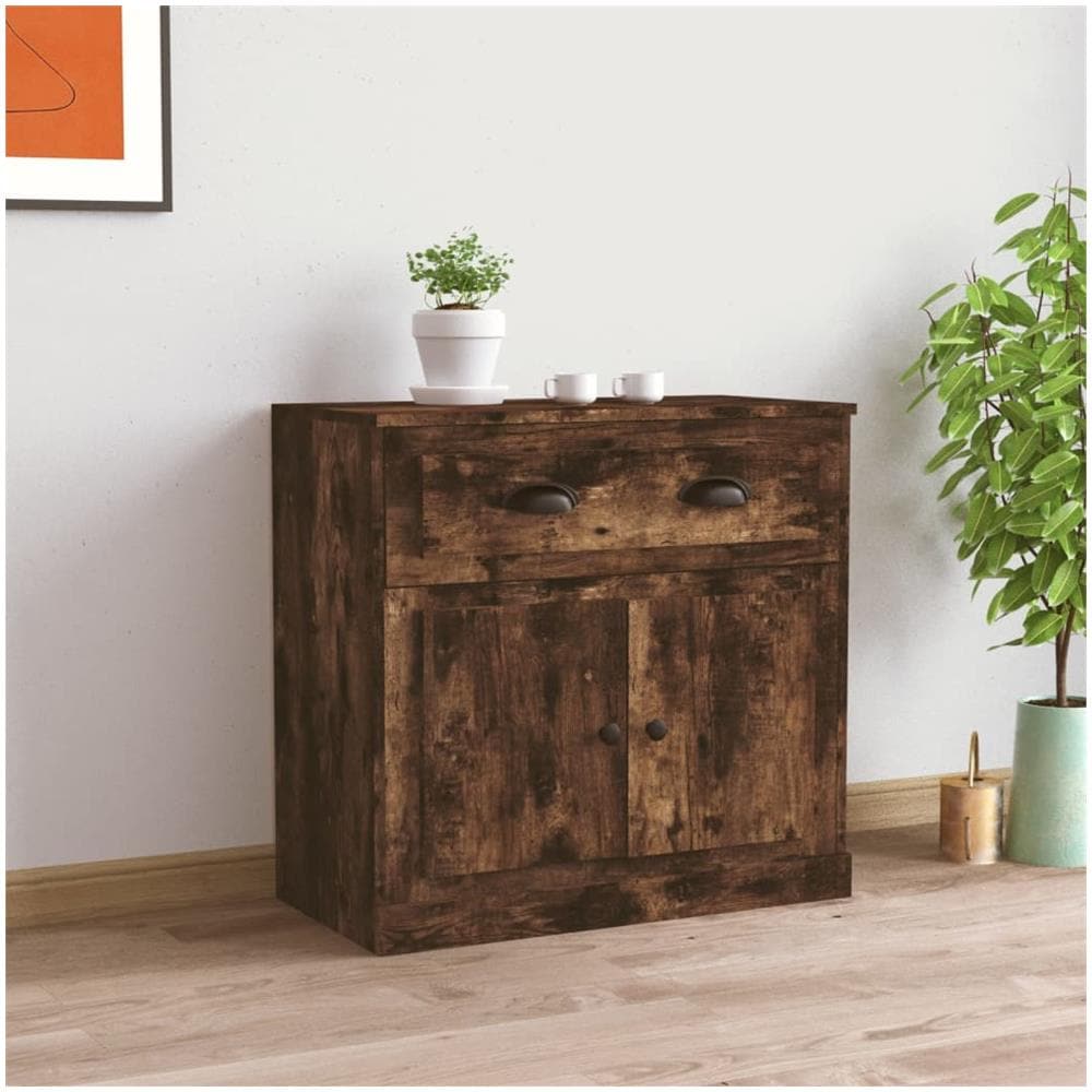 Credenza Rovere Fumo 70x35,5x67,5 Cm In Legno Multistrato - Foto 1