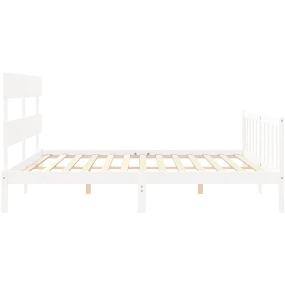 Giroletto Testiera Bianco Super King Size in Legno Massello - Foto 2