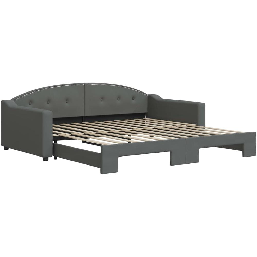 Divano Letto Con Letto Estraibile Grigio Scuro 100x200 Tessuto - Foto 2
