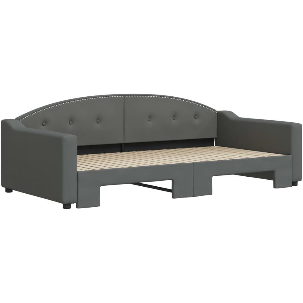 Divano Letto Con Letto Estraibile Grigio Scuro 100x200 Tessuto - Foto 3