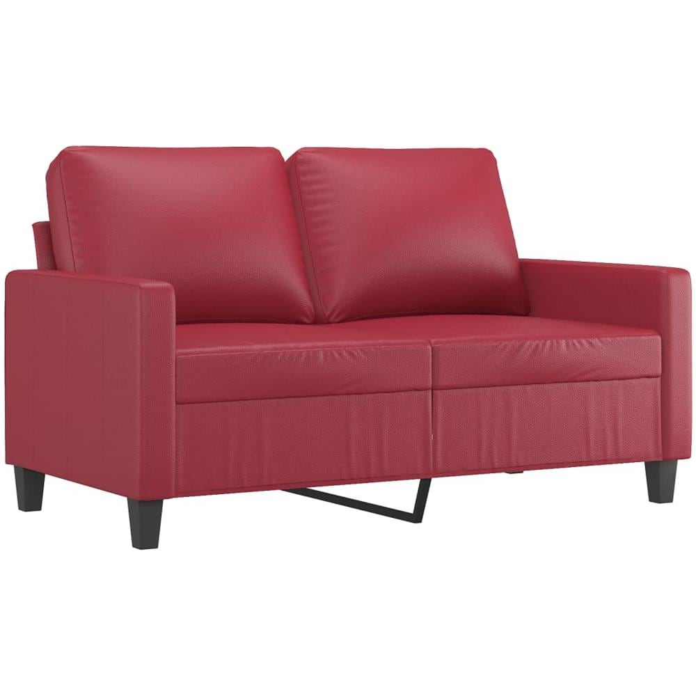 Set Di Divani 2 Pz Con Cuscini Rosso Vino In Similpelle - Foto 3
