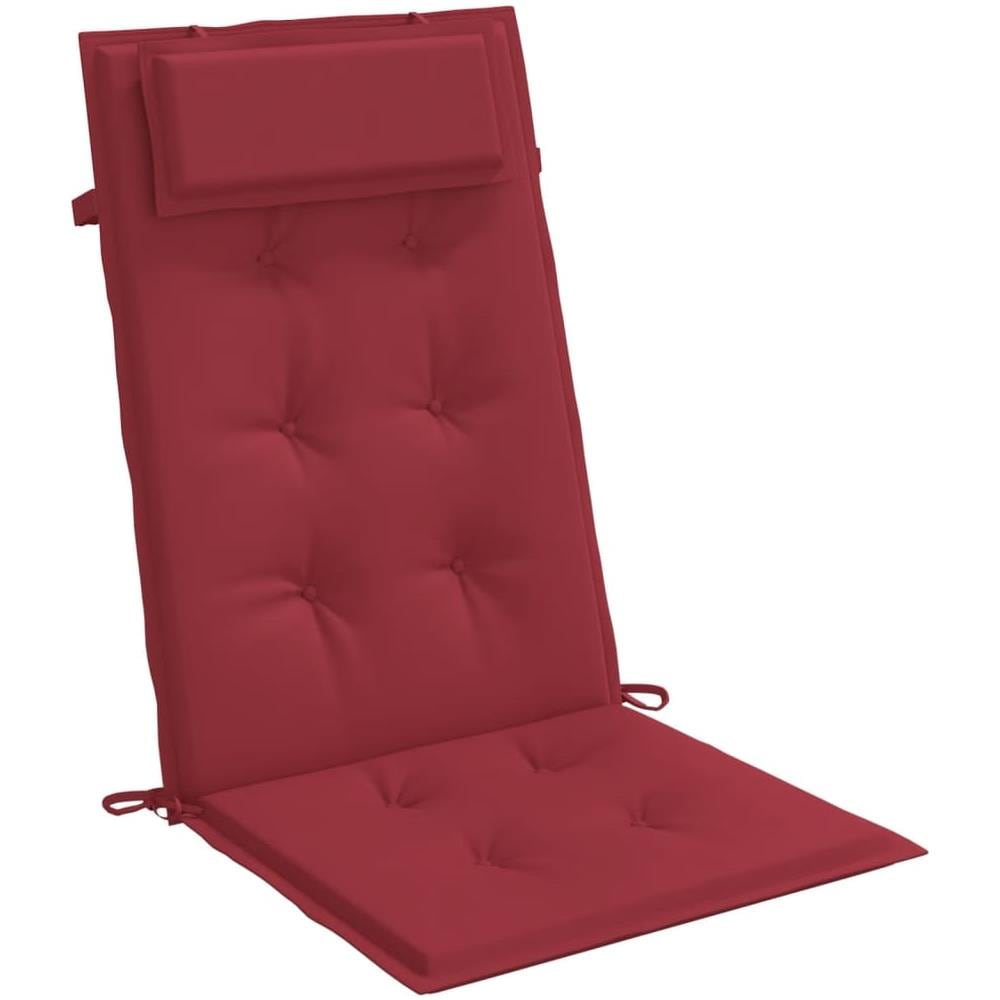 Cuscini Sedia Con Schienale Alto 2 Pz Rosso Vino Tessuto Oxford - Foto 3