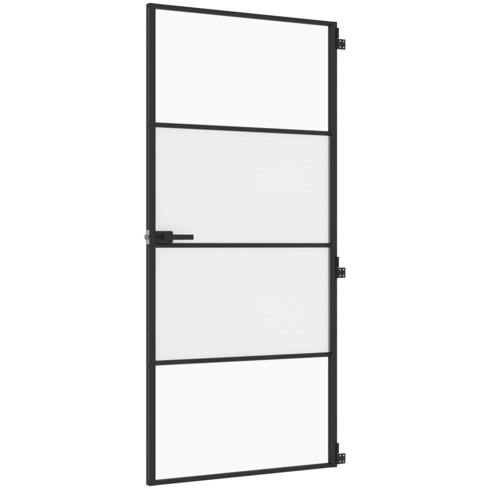 Porta Interni Sottile Nera 93x201,5cm Vetro Temperato Alluminio - Foto 2