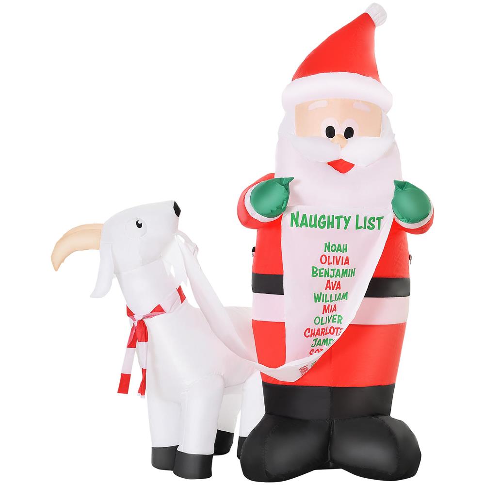 Babbo Natale Gonfiabile con Capretta e Luci LED Integrate per Esterno 135x85x180cm - Foto 1