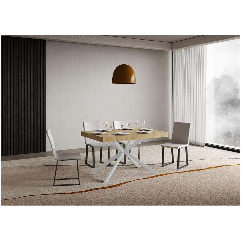 Tavolo allungabile 90x140/244 cm Plaker quercia natura gambe bianche - Foto 2
