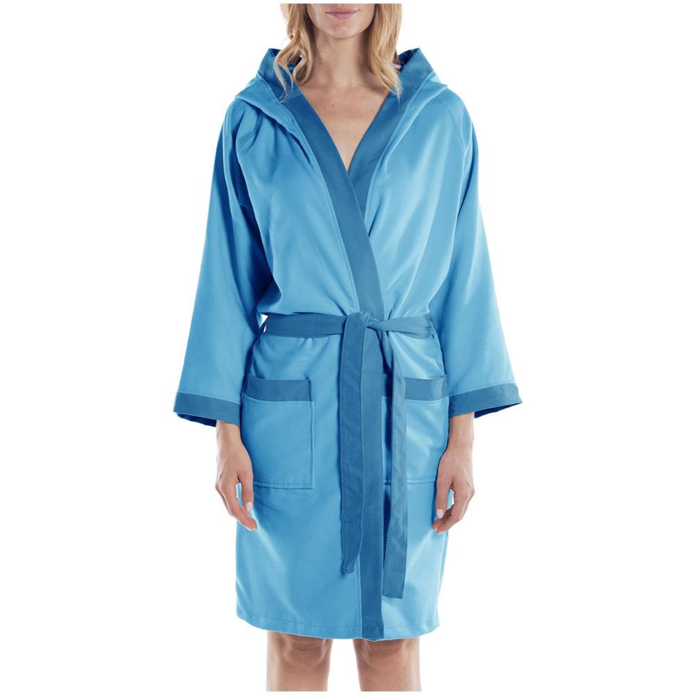 Accappatoio Con Cappuccio Spugnissima Tecno Bicolor In Microfibra Colore Turchese Misura Xl - Foto 3