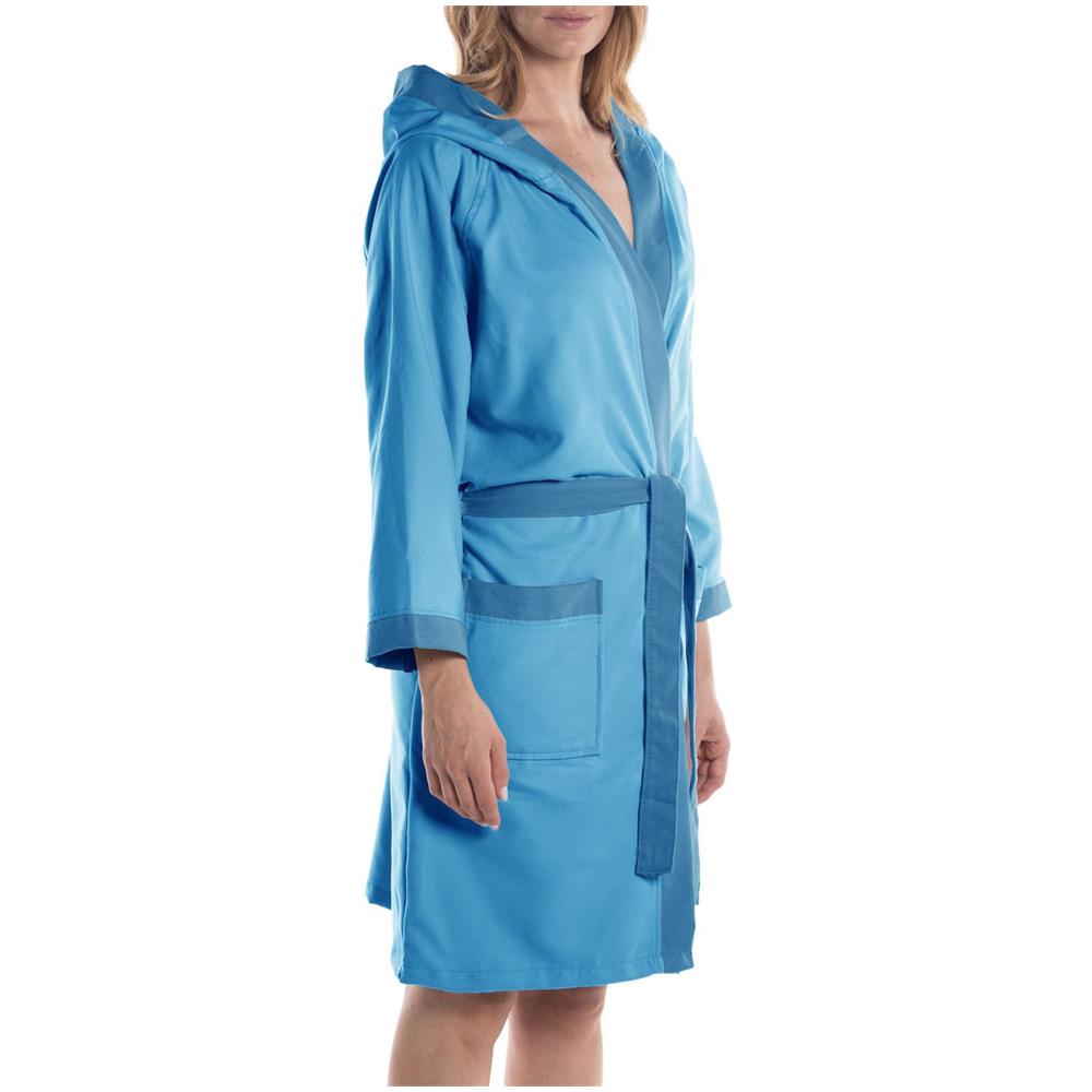 Accappatoio Con Cappuccio Spugnissima Tecno Bicolor In Microfibra Colore Turchese Misura Xl - Foto 1