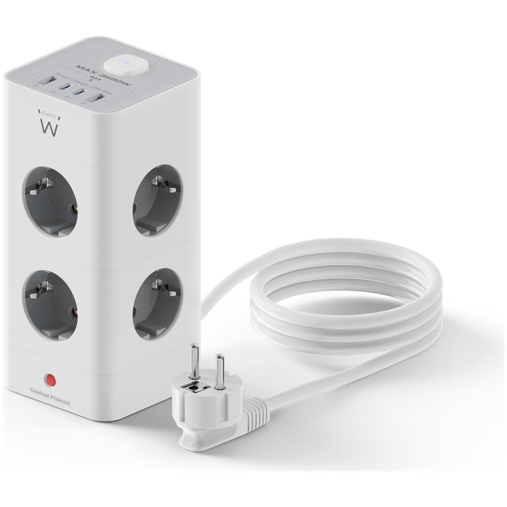 EW3864 prolunghe e multiple 2 m 8 presa (e) AC Interno Grigio, Bianco - Foto 1