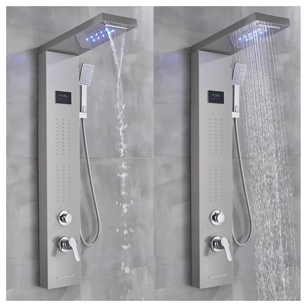 Pannello doccia, Blackswan, tipo M8011, modello nichelato con bocca a cascata, display digitale, LED e funzioni SPA, misura 114 cm - Foto 4