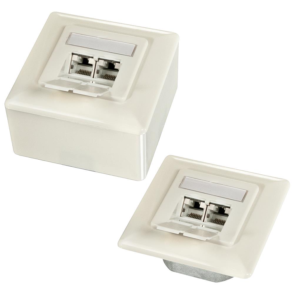 Presa a muro 2x RJ45 Cat. 6A con ingresso orizzontale, bianco - Foto 2