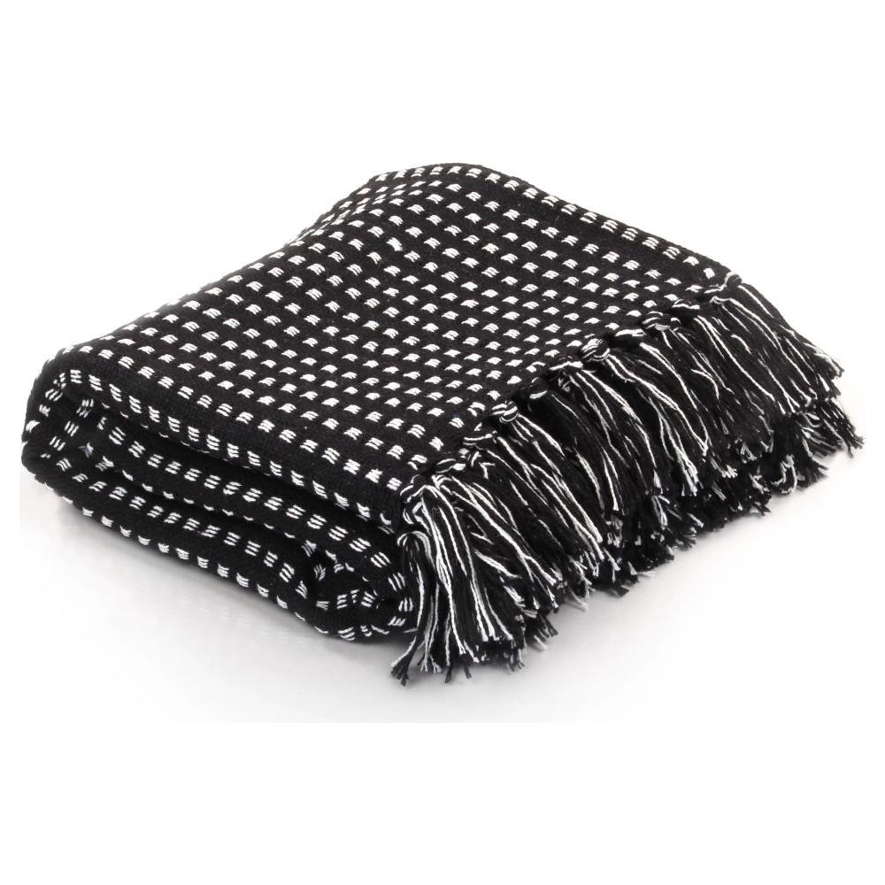 Copriletto in Cotone a Quadri 160x210 cm Nero - Foto 1