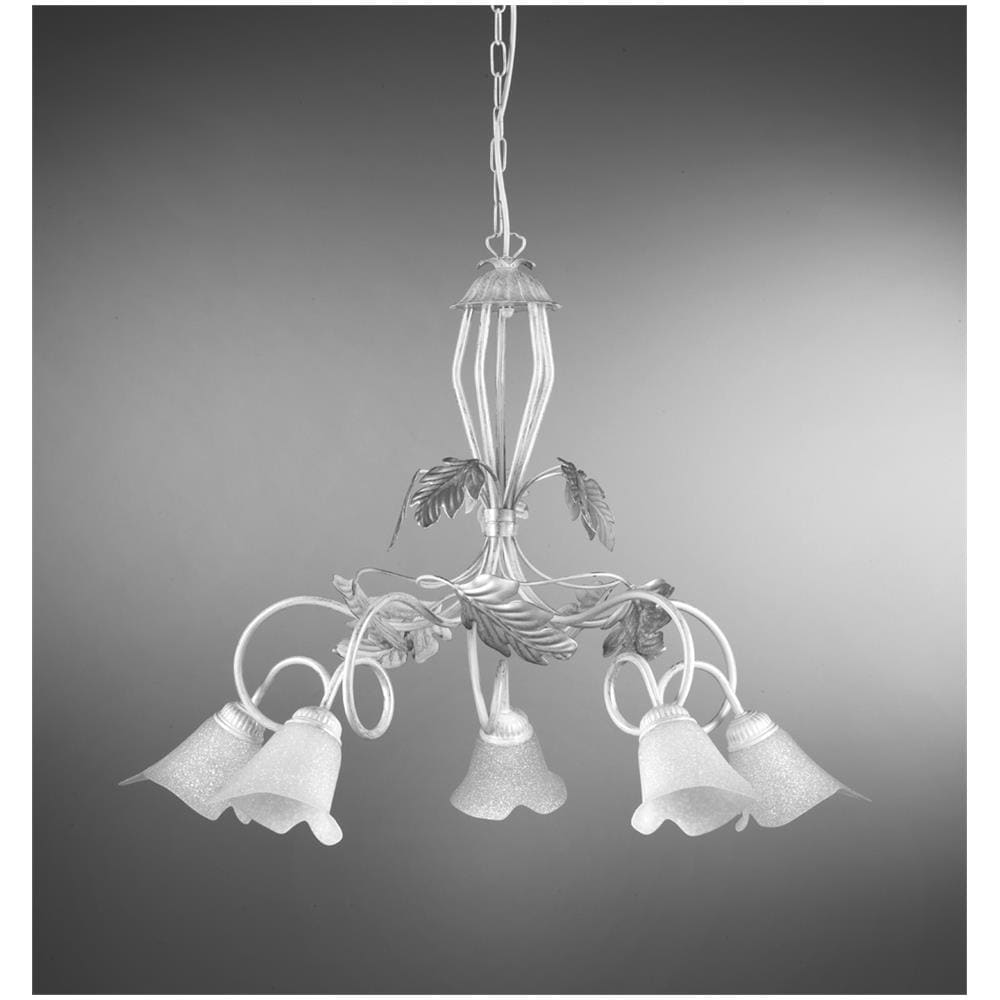 Lampadario 5 Luci Stle Classico In Metallo Bianco Spennellato Argento - Foto 2
