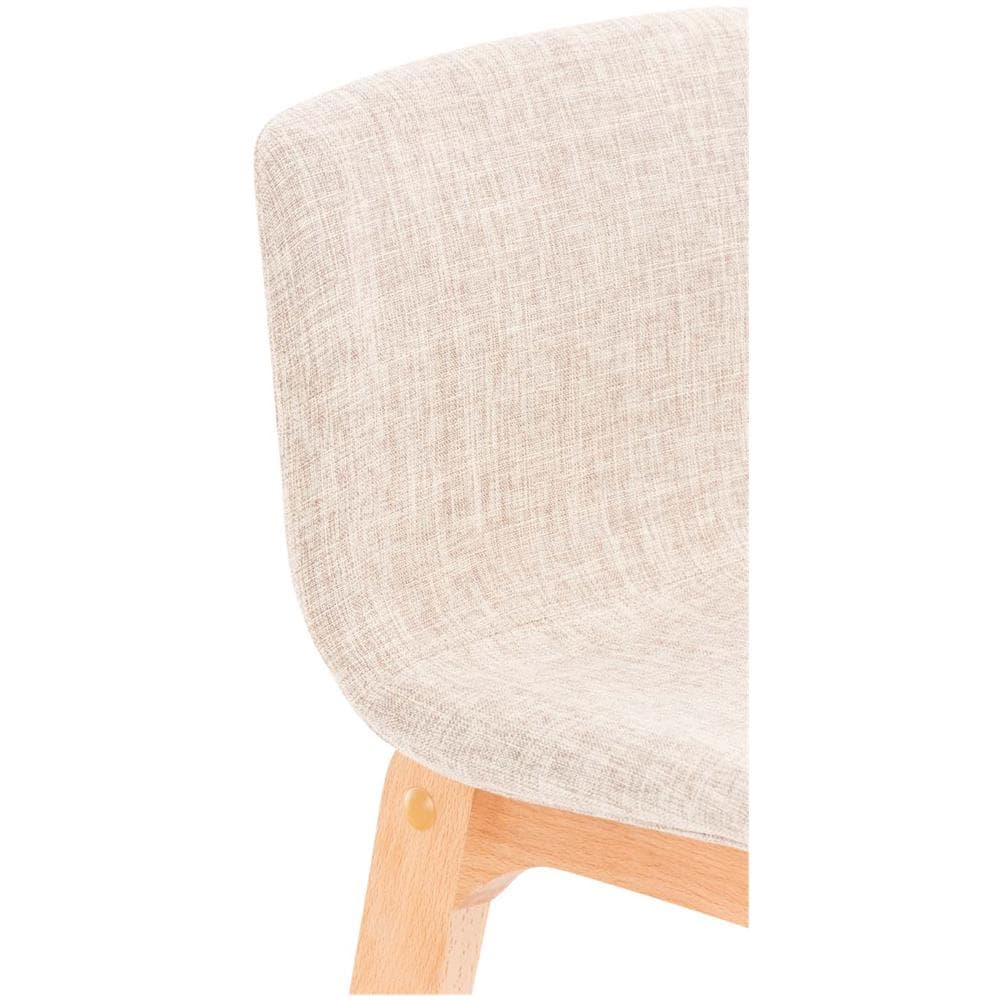 Sgabello Alto da Bar Hoover | Sgabello Bancone con Telaio in Legno Naturale e Seduta in Tessuto | Sgabello Imbottito, Alt. 77cm, 4 Gambe | Sgabello Design Cucina Crema - Foto 5