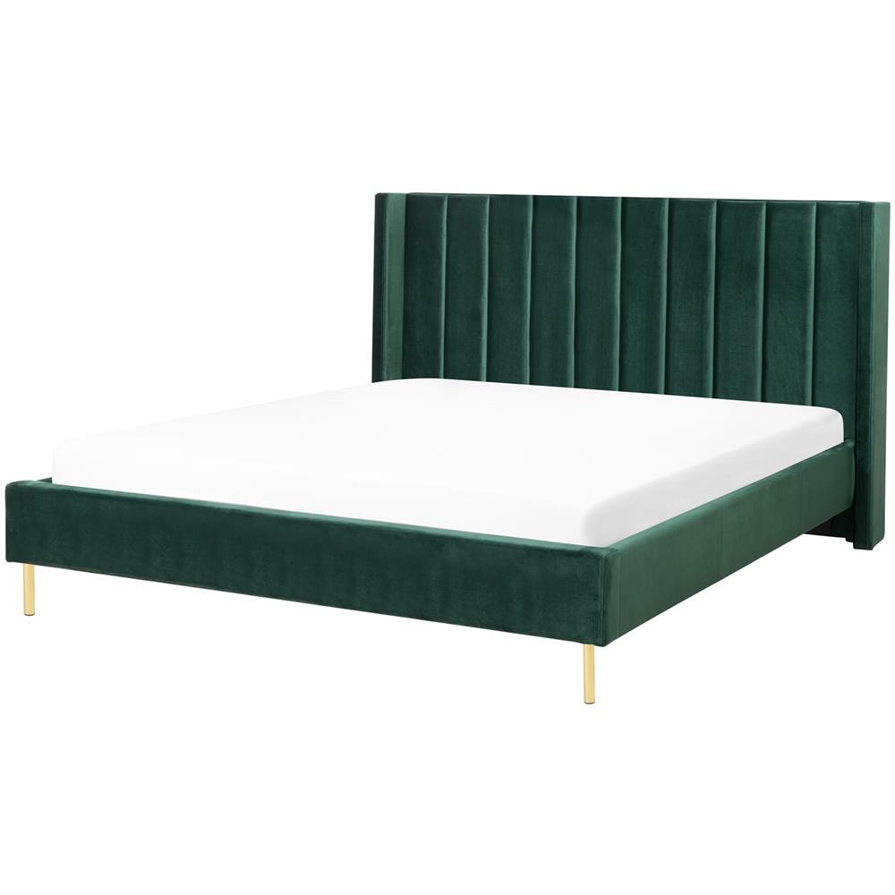 Letto Matrimoniale In Velluto Verde 160x200 Cm Villette - Foto 1