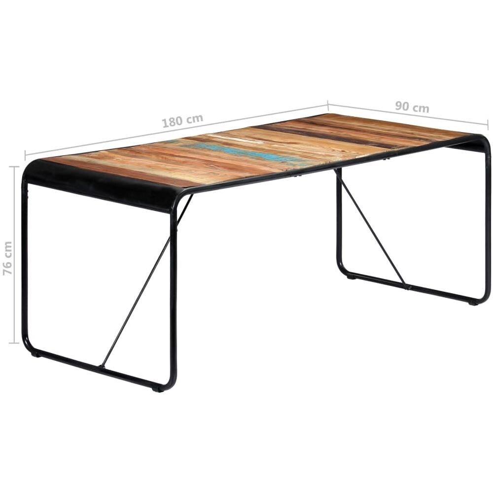 Tavolo Da Pranzo 180x90x76 Cm In Legno Massello Di Recupero - Foto 8