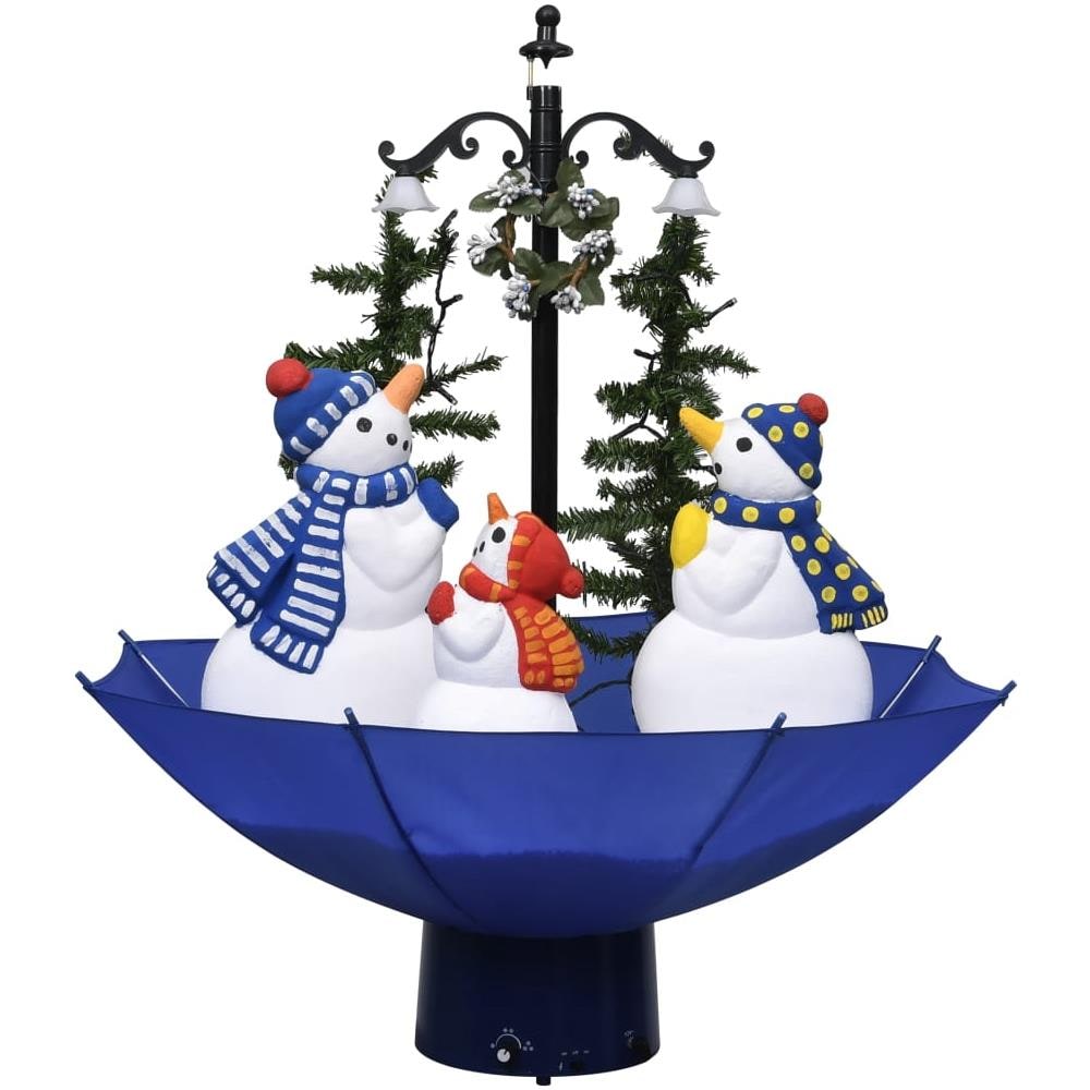 Albero Di Natale Con Nevicata E Base Ad Ombrello Blu 75 Cm Pvc - Foto 2
