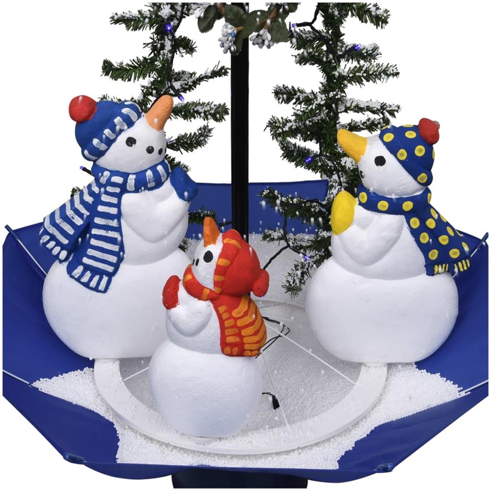 Albero Di Natale Con Nevicata E Base Ad Ombrello Blu 75 Cm Pvc - Foto 9