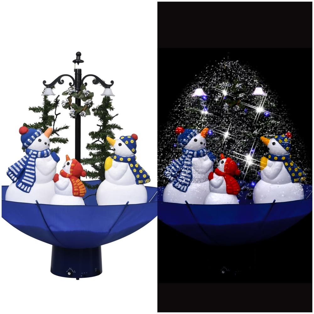 Albero Di Natale Con Nevicata E Base Ad Ombrello Blu 75 Cm Pvc - Foto 1