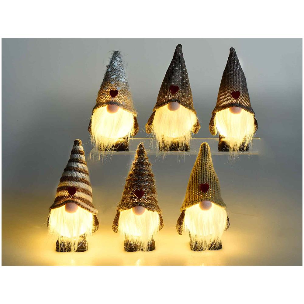 Set Sei Babbo Natale Decorativi Da Appoggiare Con Vestito Barba E Luci - Foto 2