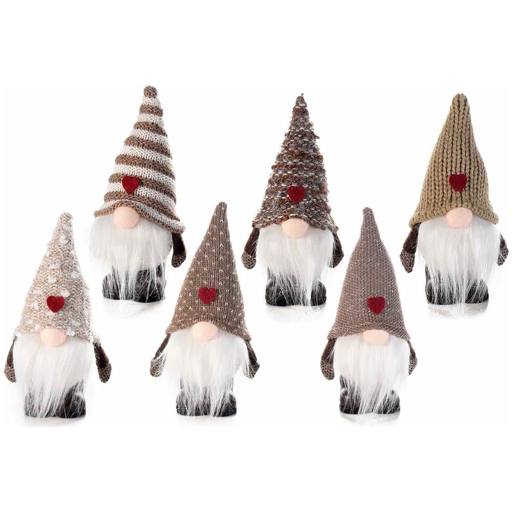 Set Sei Babbo Natale Decorativi Da Appoggiare Con Vestito Barba E Luci - Foto 1