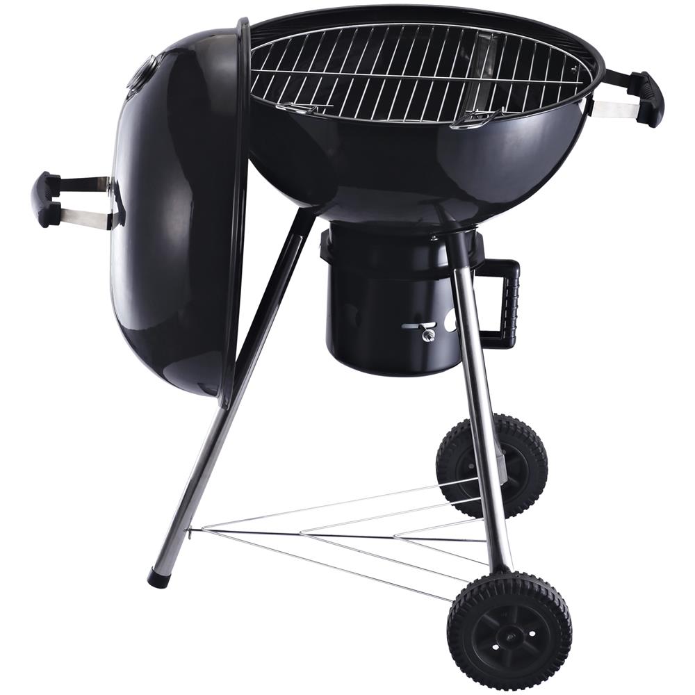 Outsunny Barbecue Portatile a Carbone con Prese d'Aria, Vassoio per Cenere e Termometro, in Acciaio, 74.5x54x46 cm, Nero | Leroy Merlin