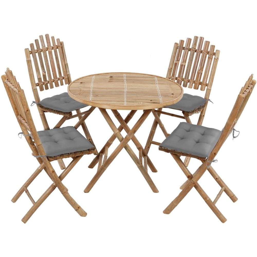 Set Da Pranzo Da Giardino 5 Pz Pieghevole Con Cuscini In Bamb? - Foto 1