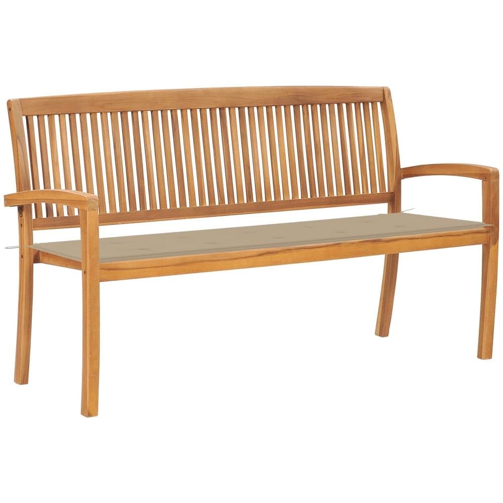 Panchina Da Giardino Impilabile Con Cuscino 159cm Teak Massello - Foto 1